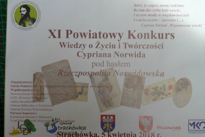 Powiatowy Konkurs Norwidowski w Strachówce 5kwietnia 2018